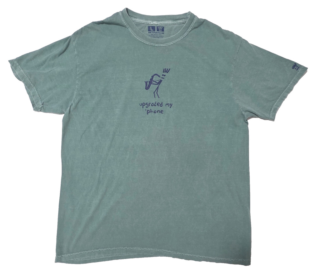 Roth Shirt Co Mens L Upgraded My Phone Saxophone Graphic T Shirt Pigment Dye